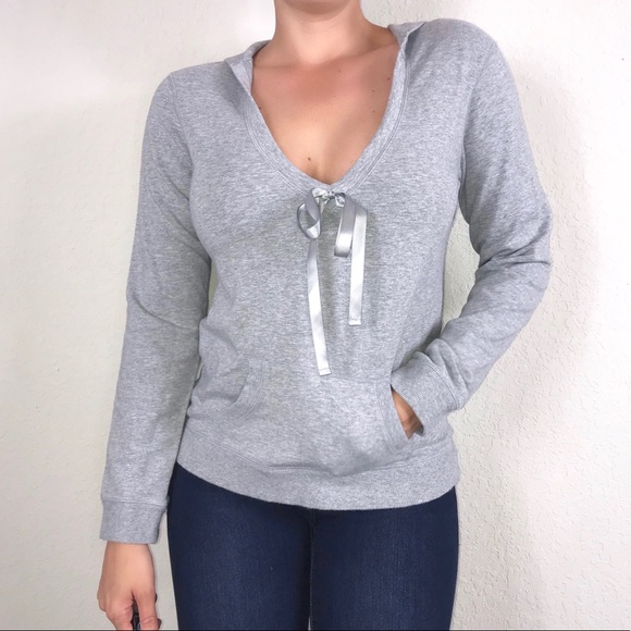 Calvin Klein Sweaters - Calvin Klein Gray Bow V Neck Hoodie